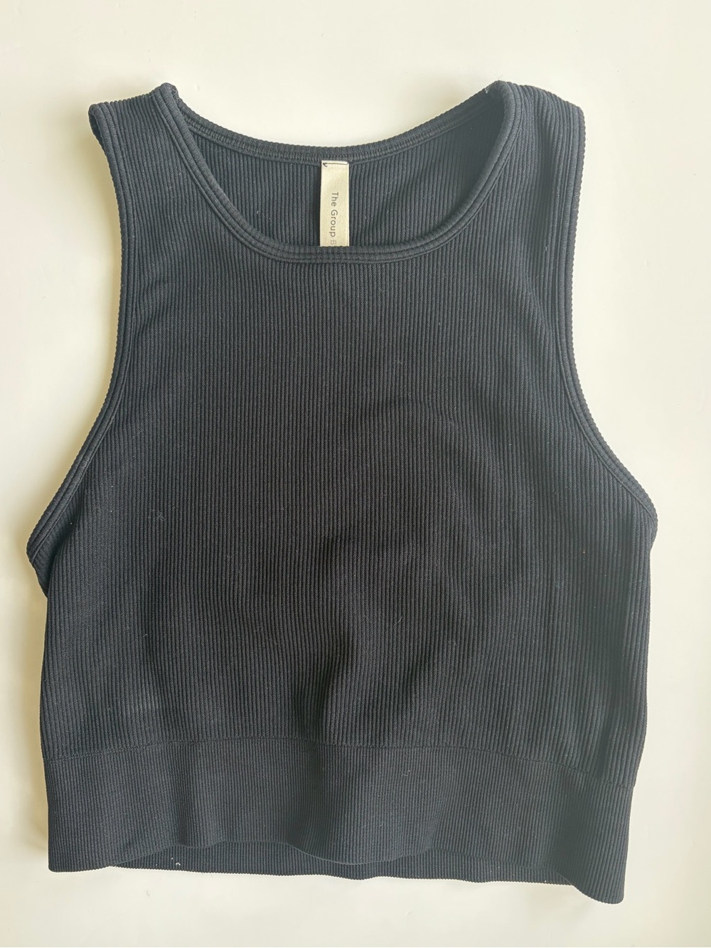 Babaton Black Ribbed Crop Tank
